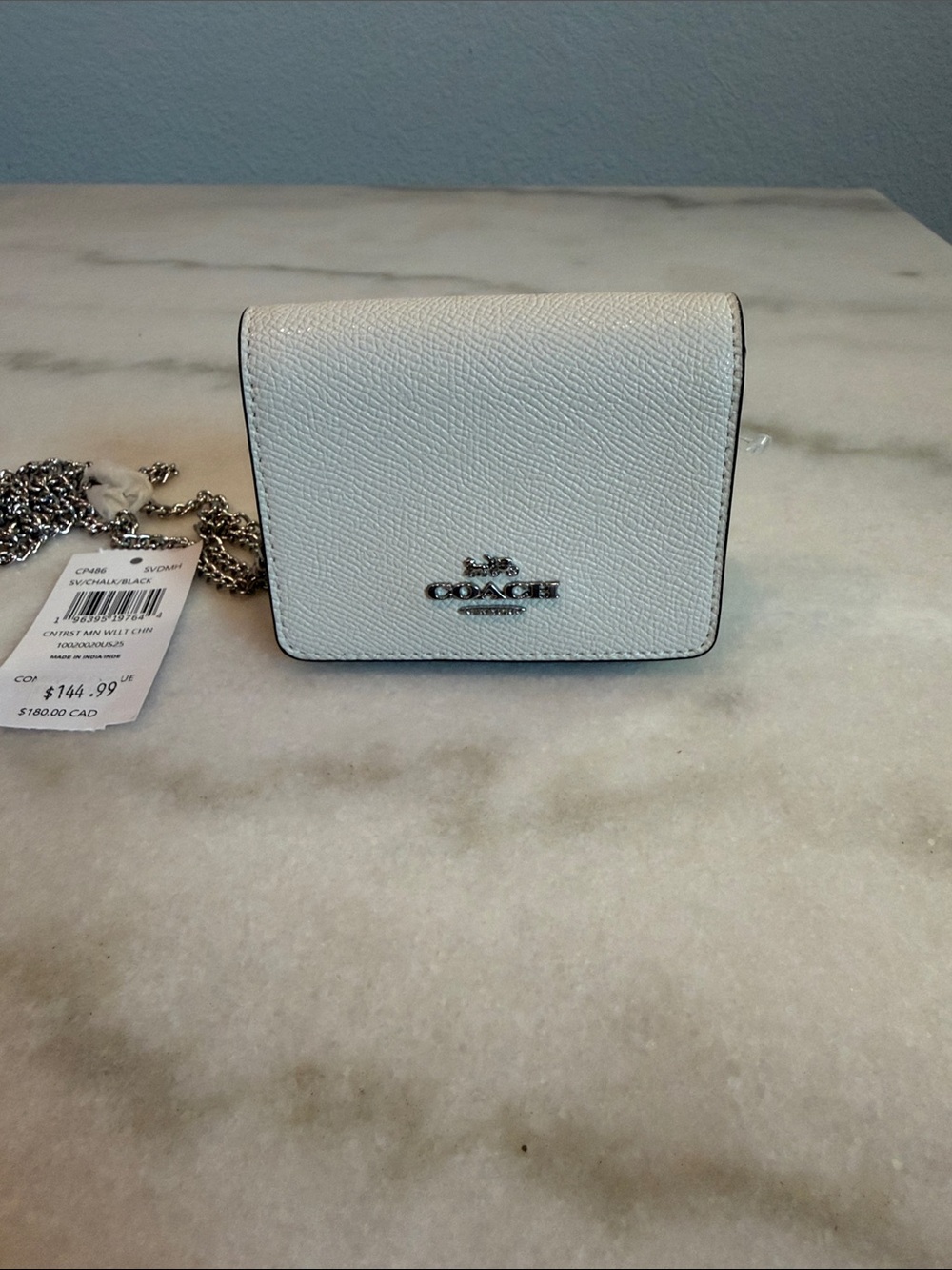 NWT Coach White Leather Mini Crossbody with Chain